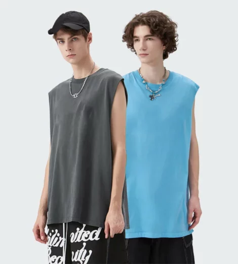Mens acid wash loose fit tank top
