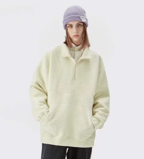 Waffle 1/4zip up woman pullover