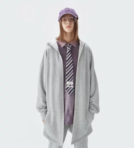 Zip up jacket longline hoodie