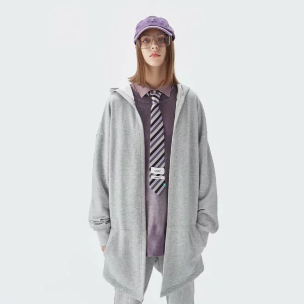 Zip up jacket longline hoodie