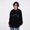 Applique embroidery loose fit drop shoulder unisex polo shirt - Image 12