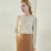 Ladies pleated doted chiffon blouse - Image 2