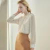Ladies pleated doted chiffon blouse - Image 3