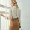 Ladies pleated doted chiffon blouse - Image 5