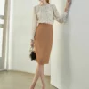 Ladies pleated doted chiffon blouse - Image 4