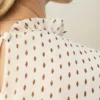 Ladies pleated doted chiffon blouse - Image 6