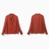 Crape blouse with bowknot tied collar - Image 12