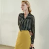 Vintage puff long sleeve blouse with tied collar - Image 2