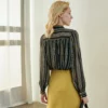 Vintage puff long sleeve blouse with tied collar - Image 4