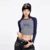 Contrast raglan long sleeve cropped women’s T shirt - Image 12