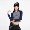 Contrast raglan long sleeve cropped women’s T shirt - Image 14