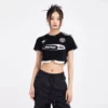 Contrast splice gym cropped T shirt with tapes custom printing - Image 10