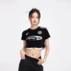 Contrast splice gym cropped T shirt with tapes custom printing - Image 11