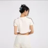 Contrast splice gym cropped T shirt with tapes custom printing - Image 6