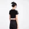 Contrast splice gym cropped T shirt with tapes custom printing - Image 7
