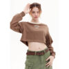 Cropped fleece sweatshirt with long sleeve side tapes - Image 3