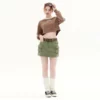 Cropped fleece sweatshirt with long sleeve side tapes - Image 10