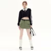 Cropped fleece sweatshirt with long sleeve side tapes - Image 5