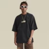 Custom acid wash kangaroo pocket raglan sleeve drawstring T shirt - Image 9