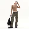 Custom open button round neck cropped top - Image 7