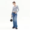 Custom open button round neck cropped top - Image 6