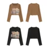 Custom printed vintage stone wash cropped women T shirt - Image 11