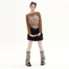 Custom printed vintage stone wash cropped women T shirt - Image 3