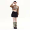 Custom printed vintage stone wash cropped women T shirt - Image 5
