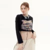Custom printed vintage stone wash cropped women T shirt - Image 9