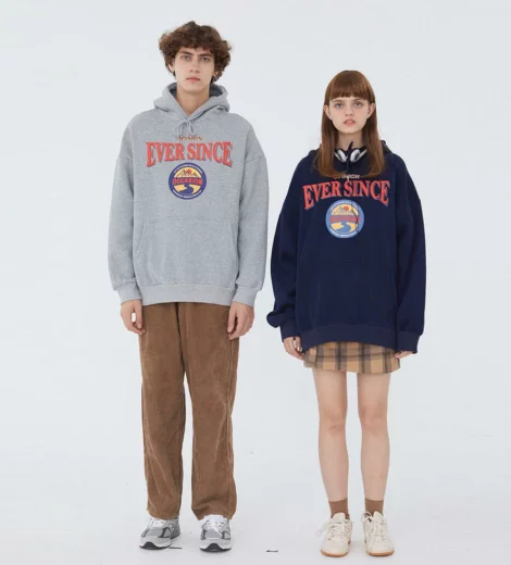 Custom printing loose fit fleece unisex hoodie