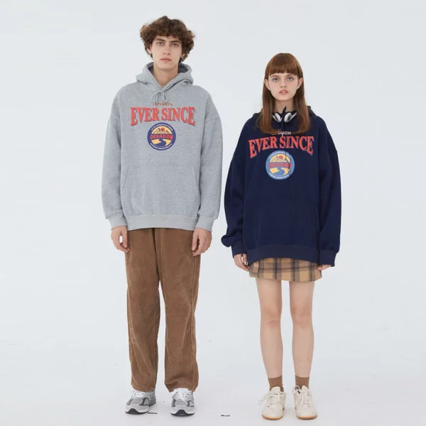 Custom printing loose fit fleece unisex hoodie
