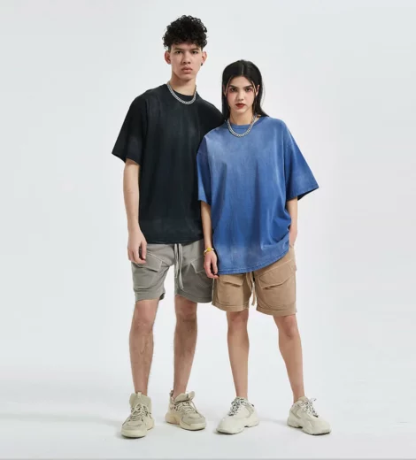 Custom unisex inkjet dyed cotton T shirt