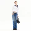 Customized printed cropped top with color contrast collar - Image 4
