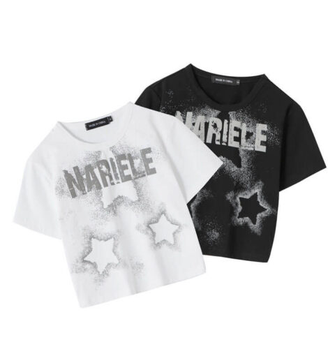 Customized reflective printed crew neck cropped women’s T shirt