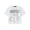 Customized reflective printed crew neck cropped women’s T shirt - Image 7