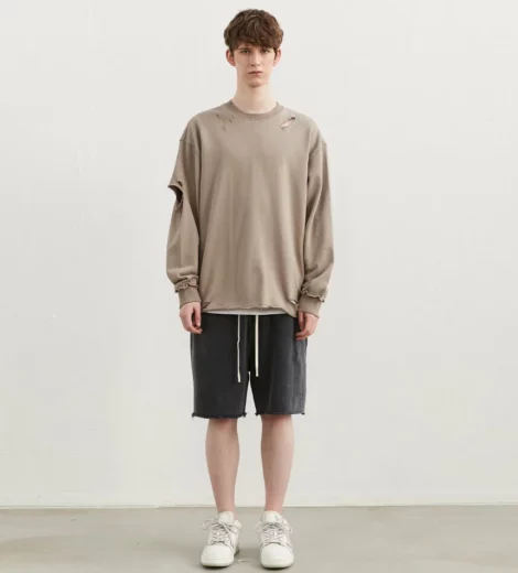Ripped loose fit mens sweatshirt