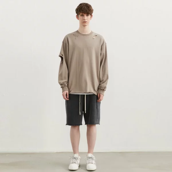 Ripped loose fit mens sweatshirt