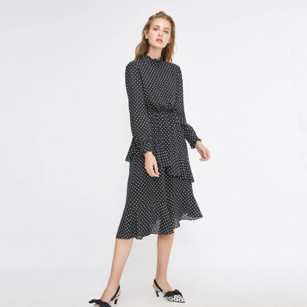 Polka dot chiffon dresses women casual