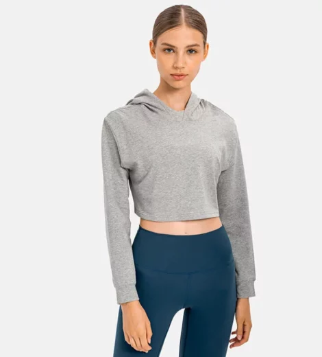 Lightweight sports crop hoodie for womans