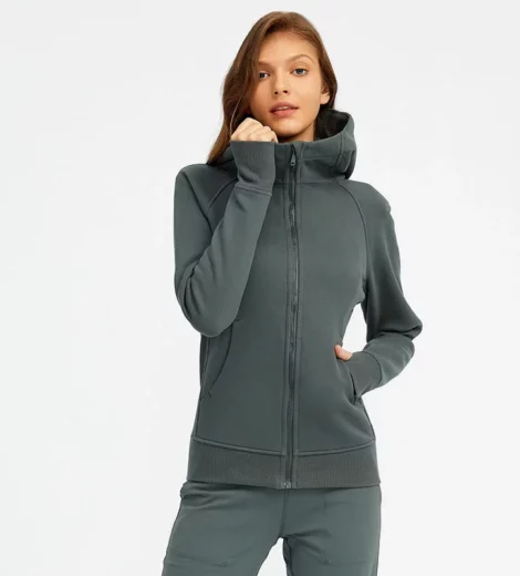 Fleece zipper jacket womans hoodie