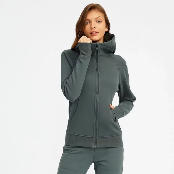 Fleece zipper jacket womans hoodie
