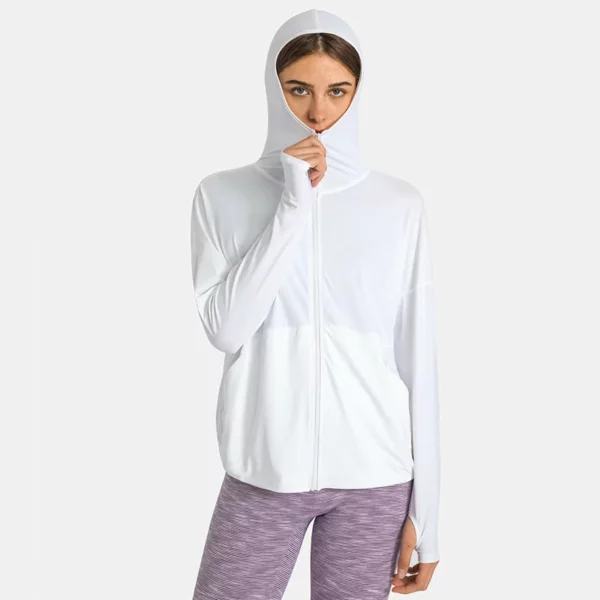 UPF50 dri fit thumb hole zipper up hoodie