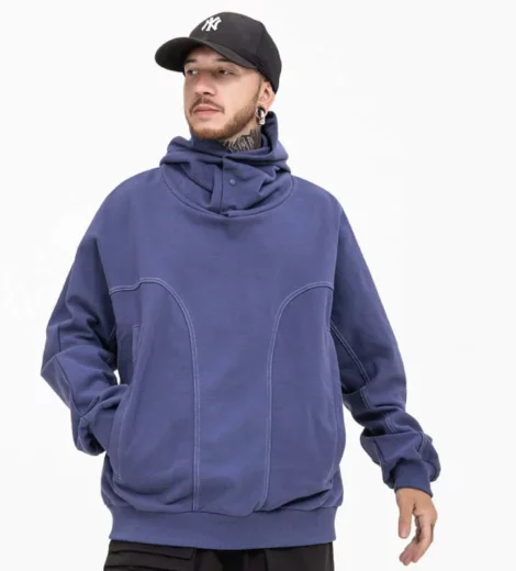 Button hood custom design mens hoodie