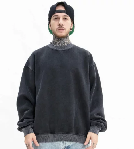 Vintage wash ripped cuff mens sweatshirt