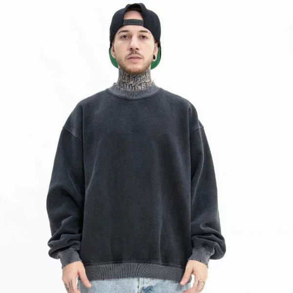 Vintage wash ripped cuff mens sweatshirt