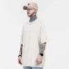 Heavyweight cotton mens drop shoulder flatlock t shirt - Image 3