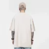 Heavyweight cotton mens drop shoulder flatlock t shirt - Image 5