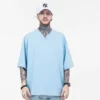 Ribbed v neck heavyweight loose fit mens t shirt - Image 6