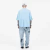 Ribbed v neck heavyweight loose fit mens t shirt - Image 3