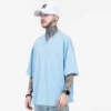 Ribbed v neck heavyweight loose fit mens t shirt - Image 7